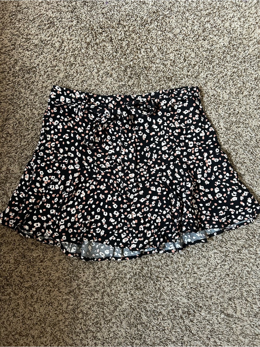 URBAN Romantics Black Mini Skirt with Pink and White Floral Print